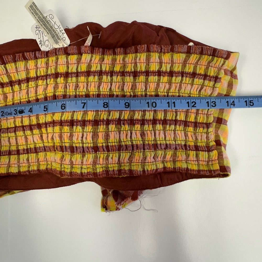 Free People NWT Salty Waters Bandeau Top Orange Motif Size Large - Picture 7 of 8